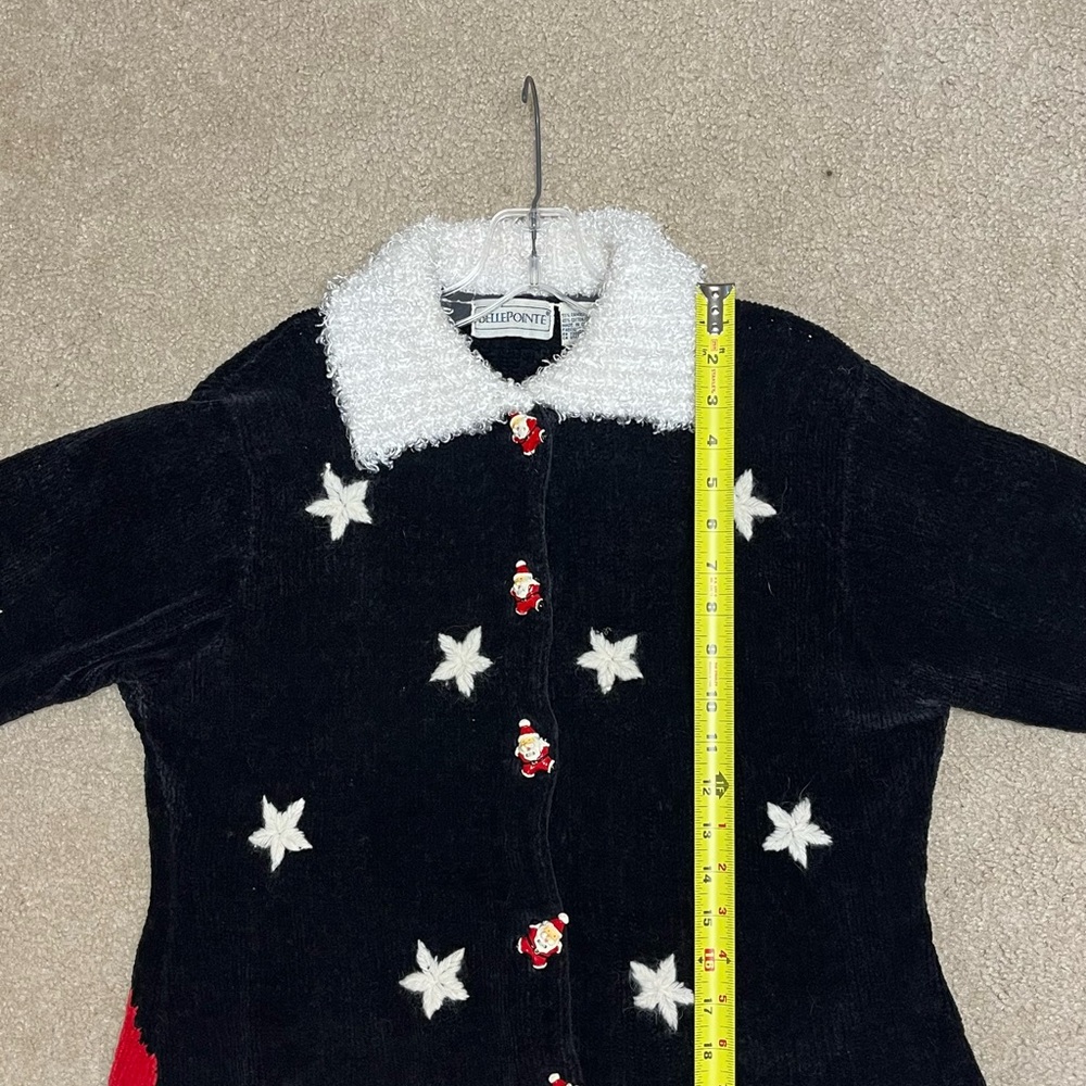 BellePointe Christmas Fuzzy Cardigan with Santa Face on Back - Picture 7 of 10